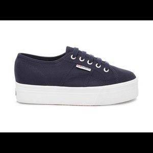 Women’s navy platform Superga sneaker